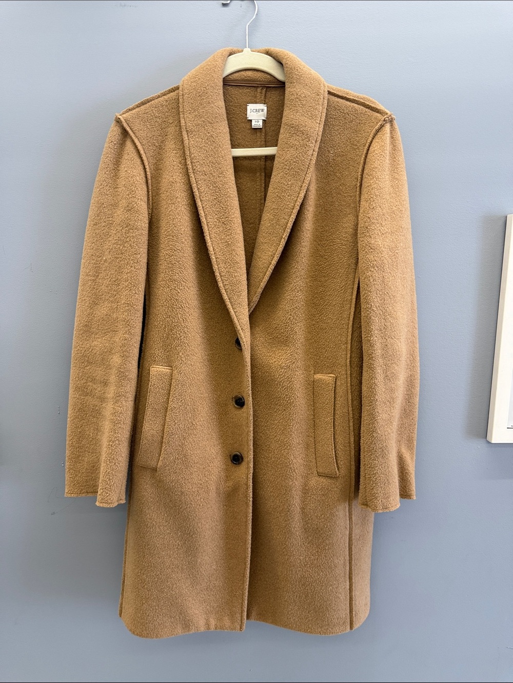 J. Crew Camel Shawl-Collar Wool Blend Trench Over Coat